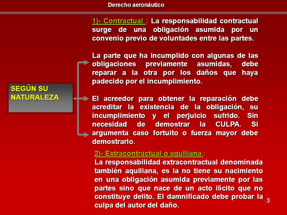 1)- Contractual : La responsabilidad contractual surge de una obligación asumida por un convenio previo de voluntades entre las partes.