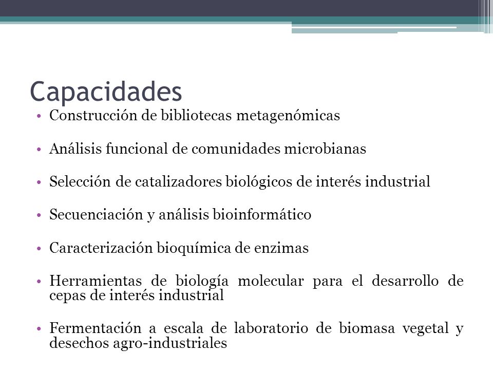 Capacidades Construcción de bibliotecas metagenómicas