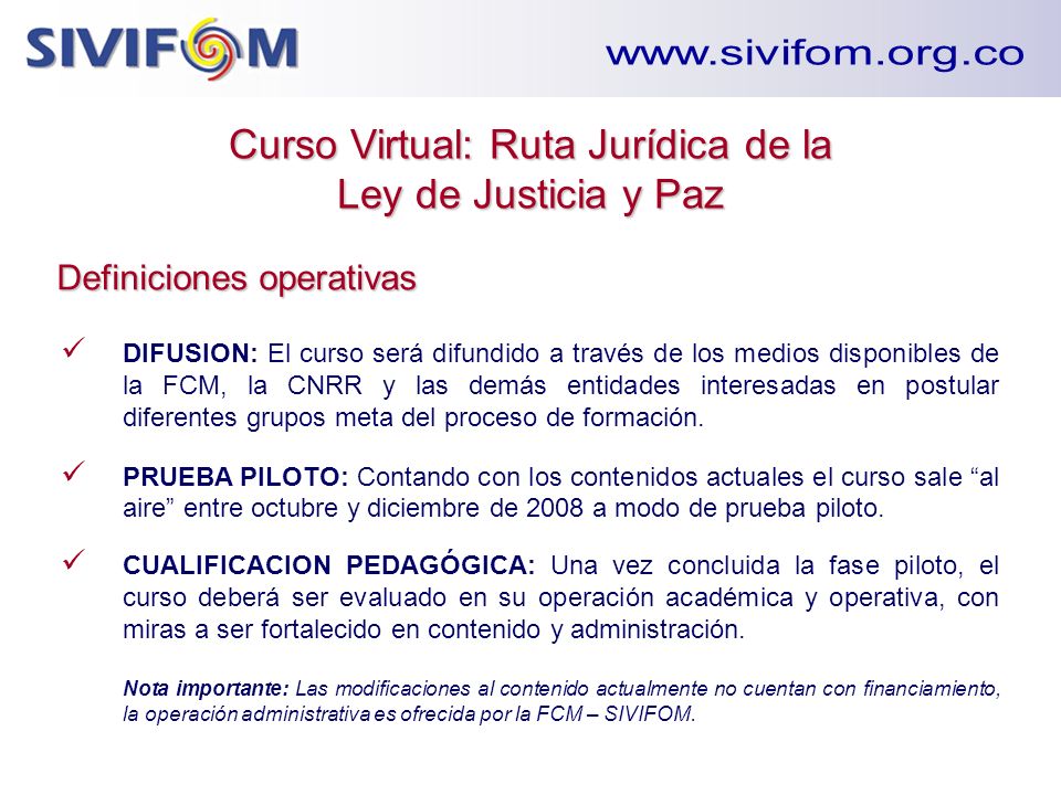 Curso Virtual: Ruta Jurídica de la Ley de Justicia y Paz