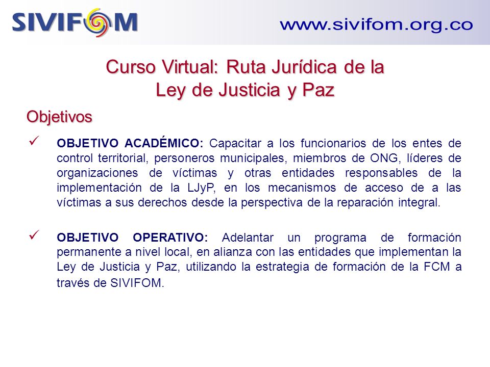 Curso Virtual: Ruta Jurídica de la Ley de Justicia y Paz