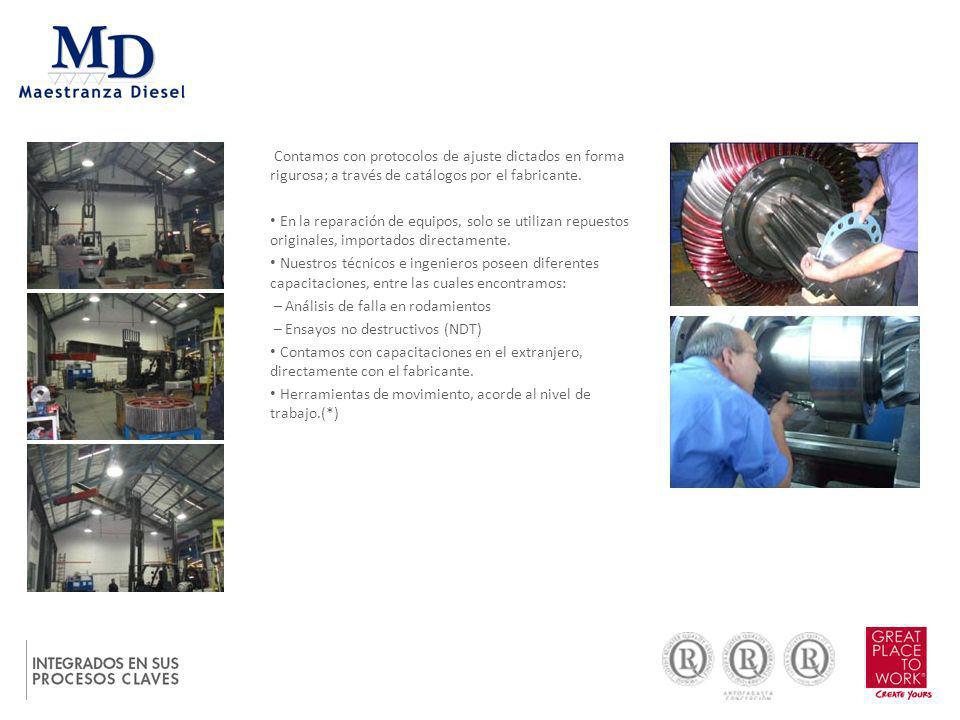 Contamos con protocolos de ajuste dictados en forma rigurosa; a través de catálogos por el fabricante.