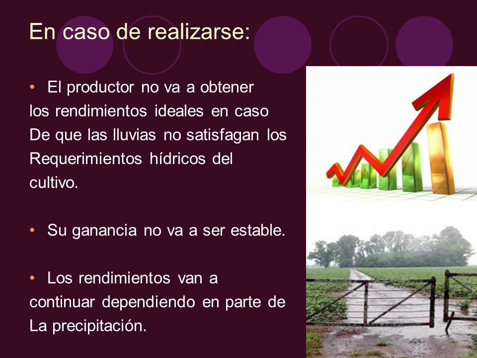 En caso de realizarse: El productor no va a obtener