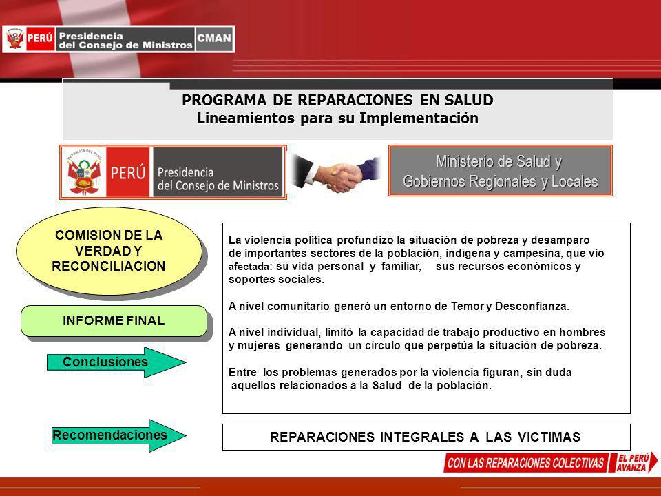 PROGRAMA DE REPARACIONES EN SALUD Lineamientos para su Implementación