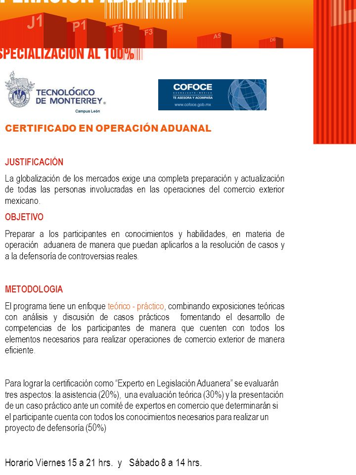 Horario Viernes 15 a 21 hrs. y Sábado 8 a 14 hrs.