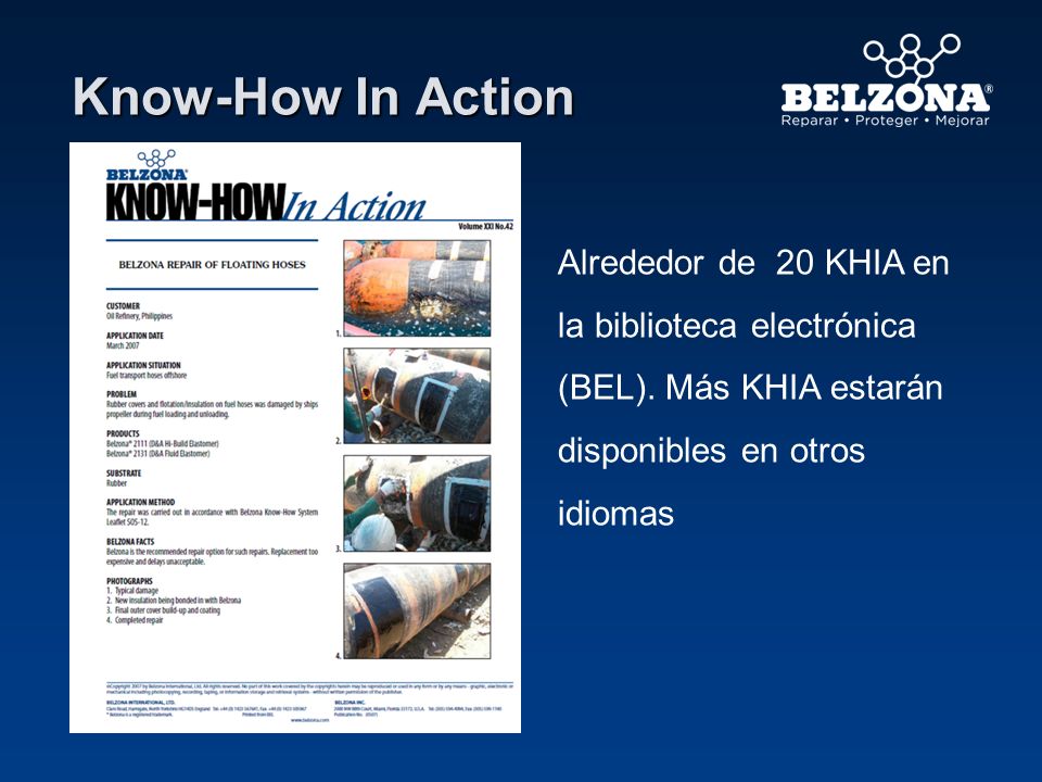 Know-How In Action Alrededor de 20 KHIA en la biblioteca electrónica (BEL). Más KHIA estarán disponibles en otros idiomas.