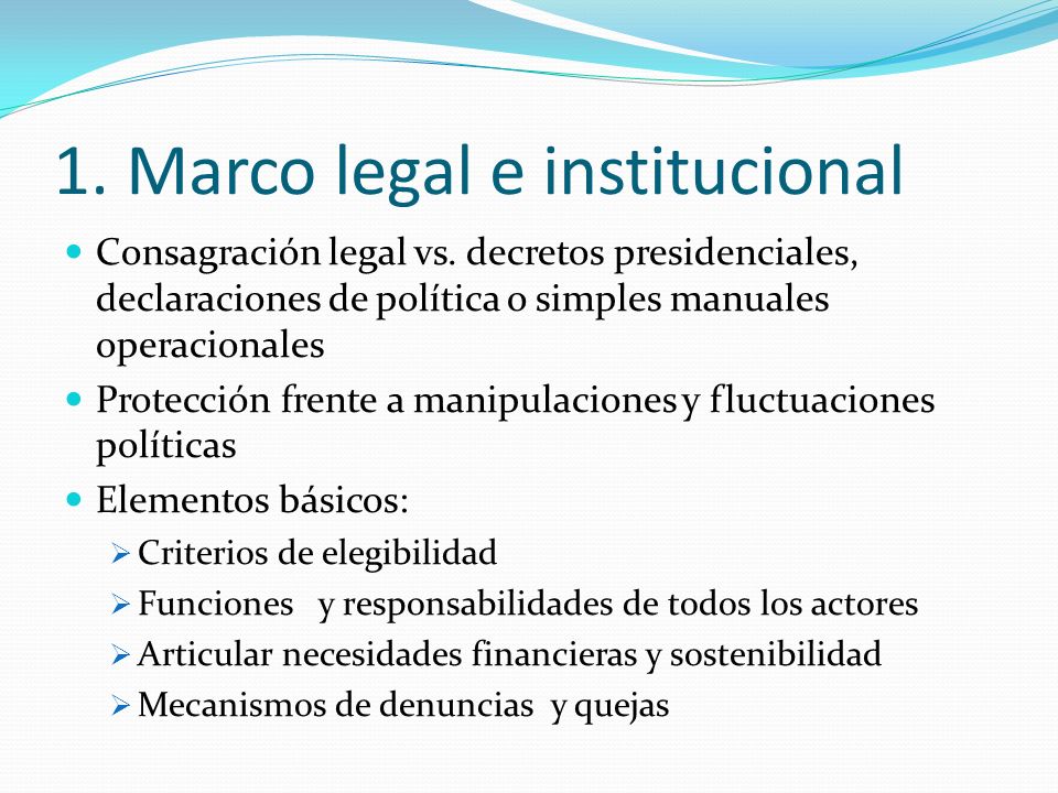 1. Marco legal e institucional