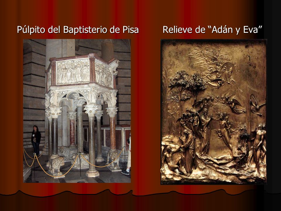 Púlpito del Baptisterio de Pisa Relieve de Adán y Eva