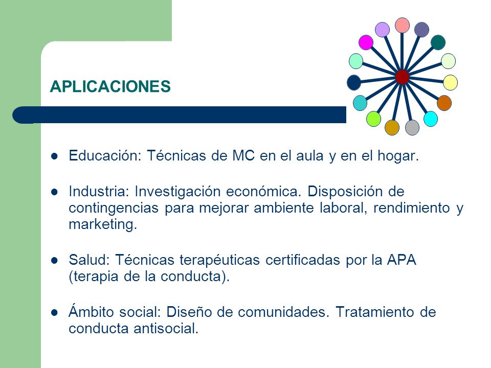 APLICACIONES Educación: Técnicas de MC en el aula y en el hogar.