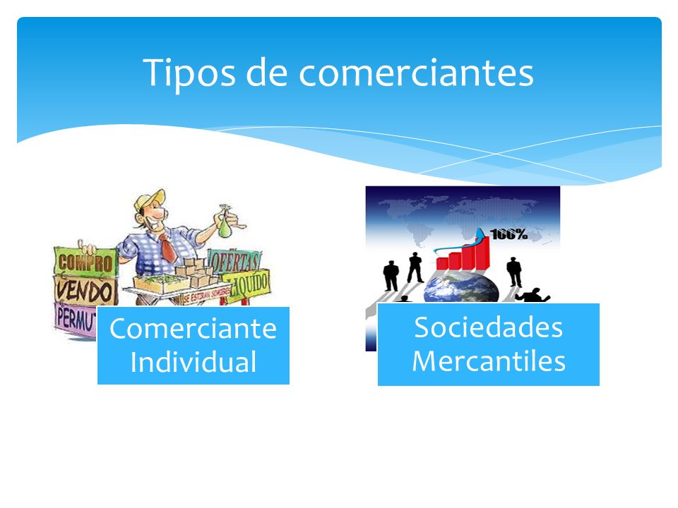 Tipos de comerciantes Comerciante Individual Sociedades Mercantiles
