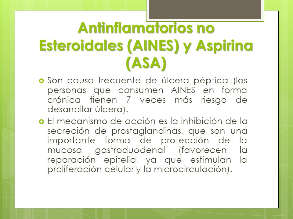 Antinflamatorios no Esteroidales (AINES) y Aspirina (ASA)