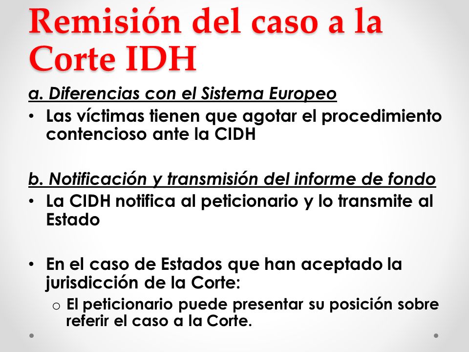 Remisión del caso a la Corte IDH