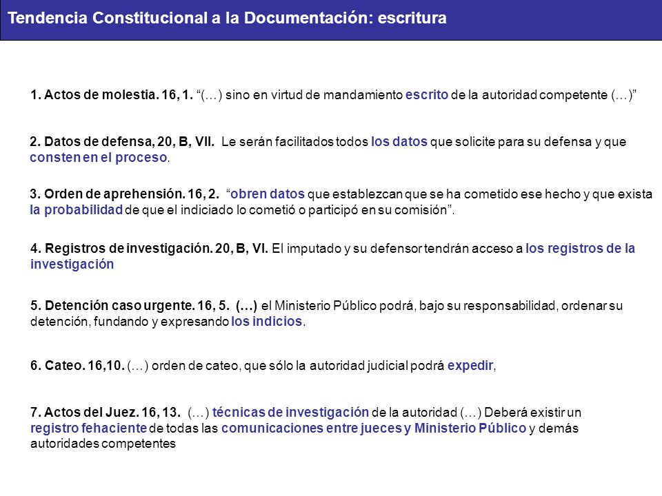 Tendencia Constitucional a la Documentación: escritura