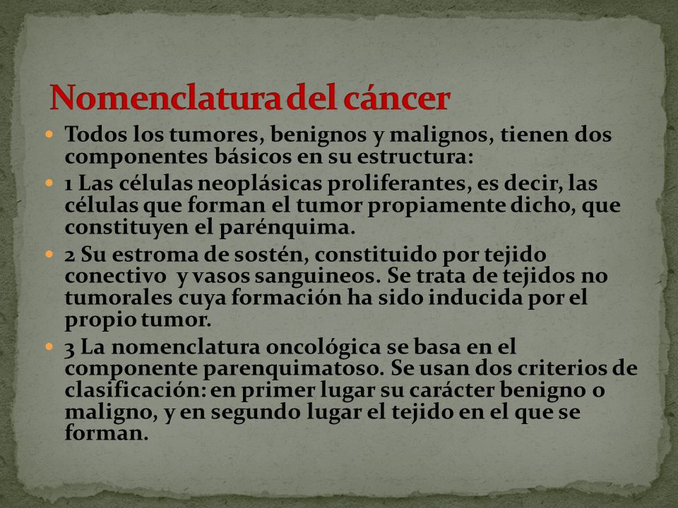 Nomenclatura del cáncer