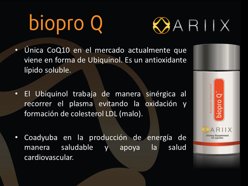 Única CoQ10 en el mercado actualmente que viene en forma de Ubiquinol