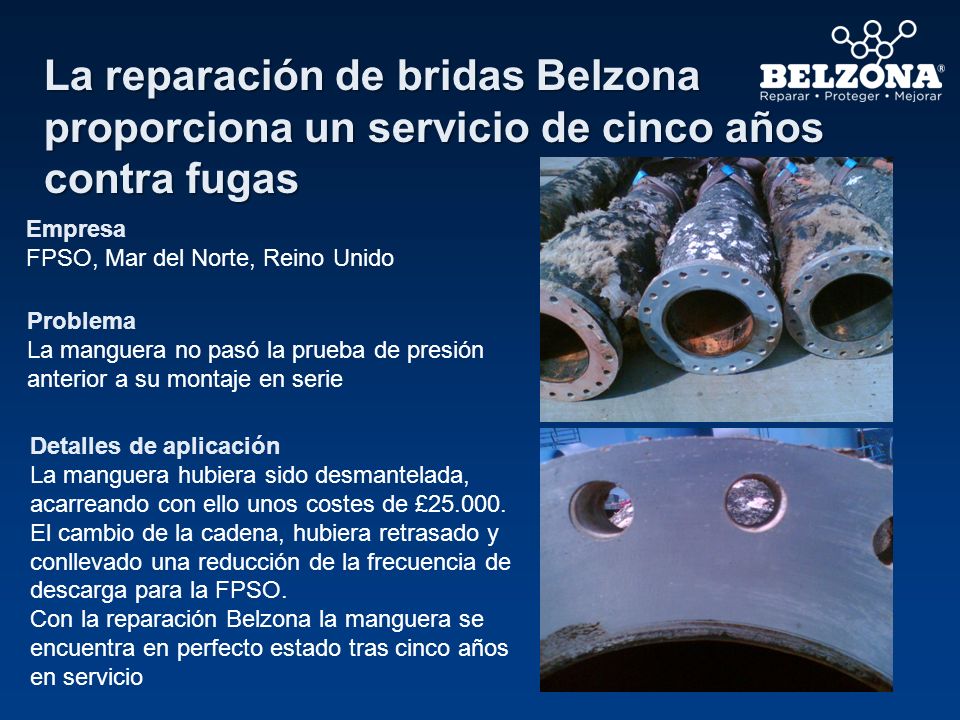 La reparación de bridas Belzona proporciona un servicio de cinco años contra fugas