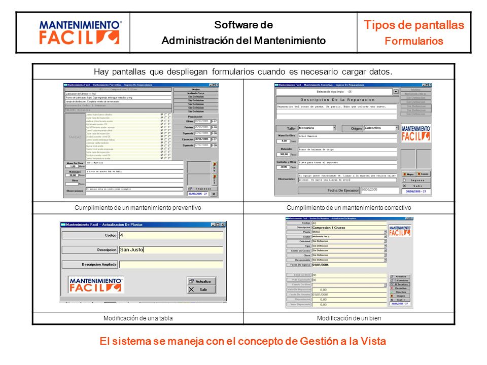 Tipos de pantallas Software de Formularios