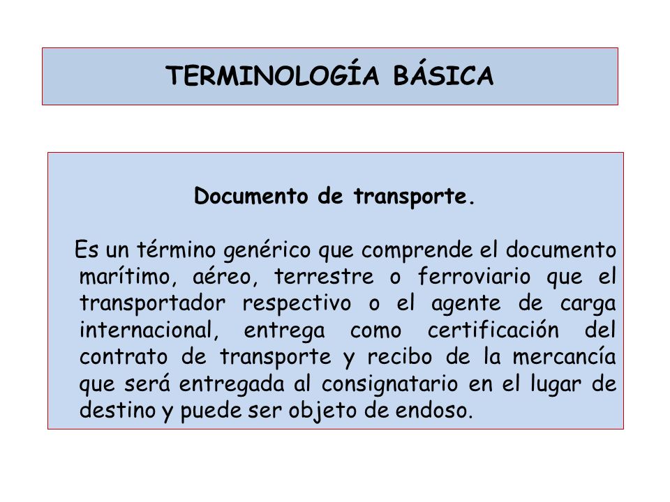 Documento de transporte.