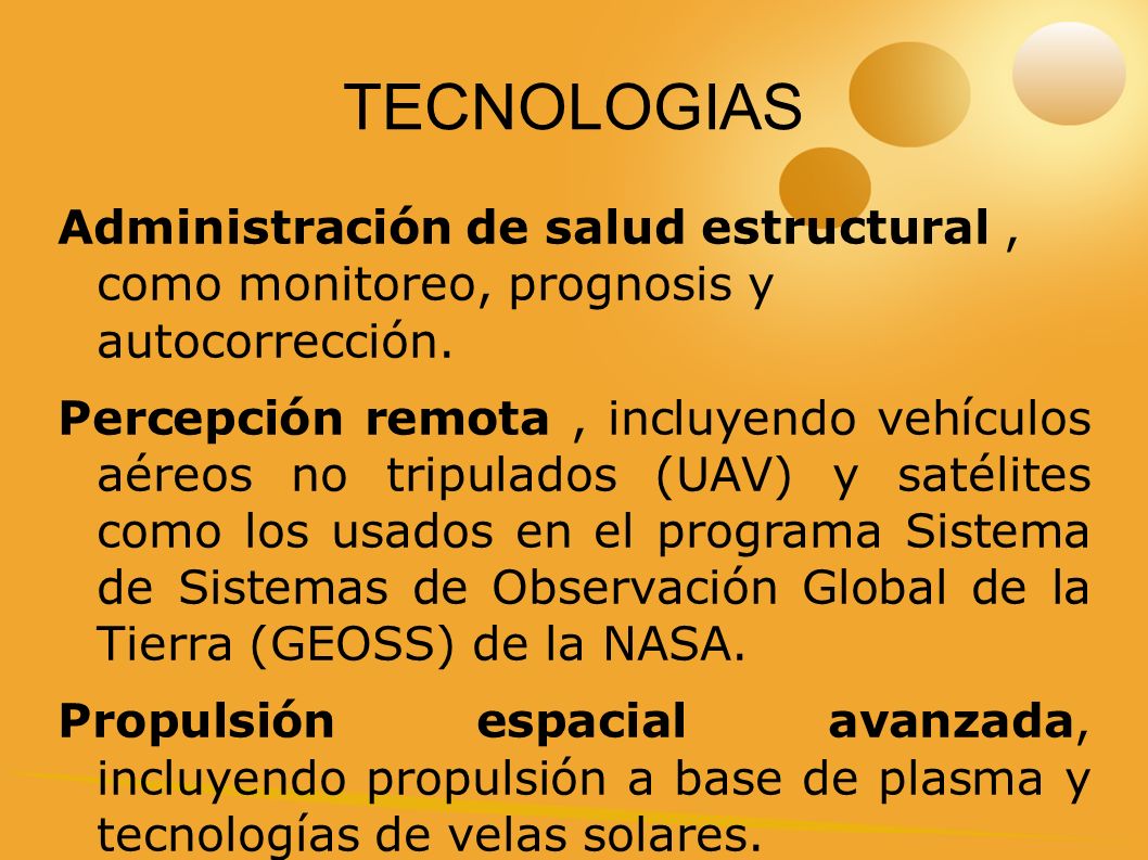 TECNOLOGIAS Administración de salud estructural , como monitoreo, prognosis y autocorrección.