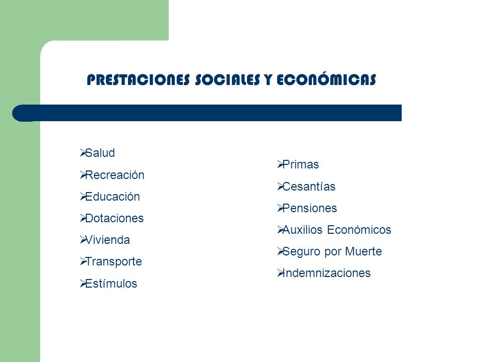 PRESTACIONES SOCIALES Y ECONÓMICAS