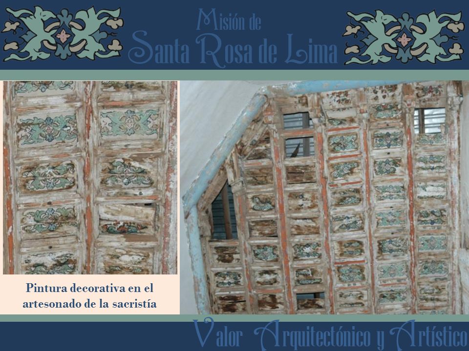 Pintura decorativa en el artesonado de la sacristía