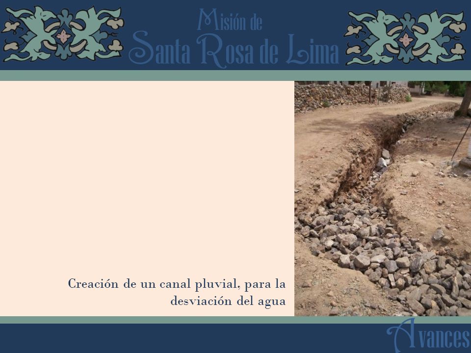 Creación de un canal pluvial, para la desviación del agua