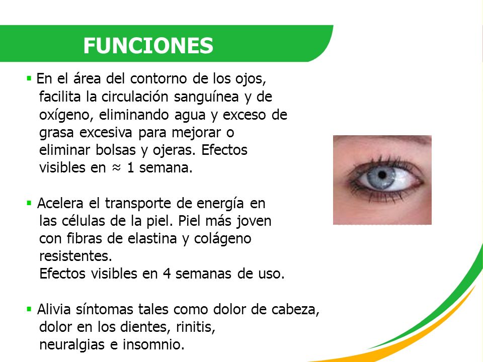 FUNCIONES En el área del contorno de los ojos,