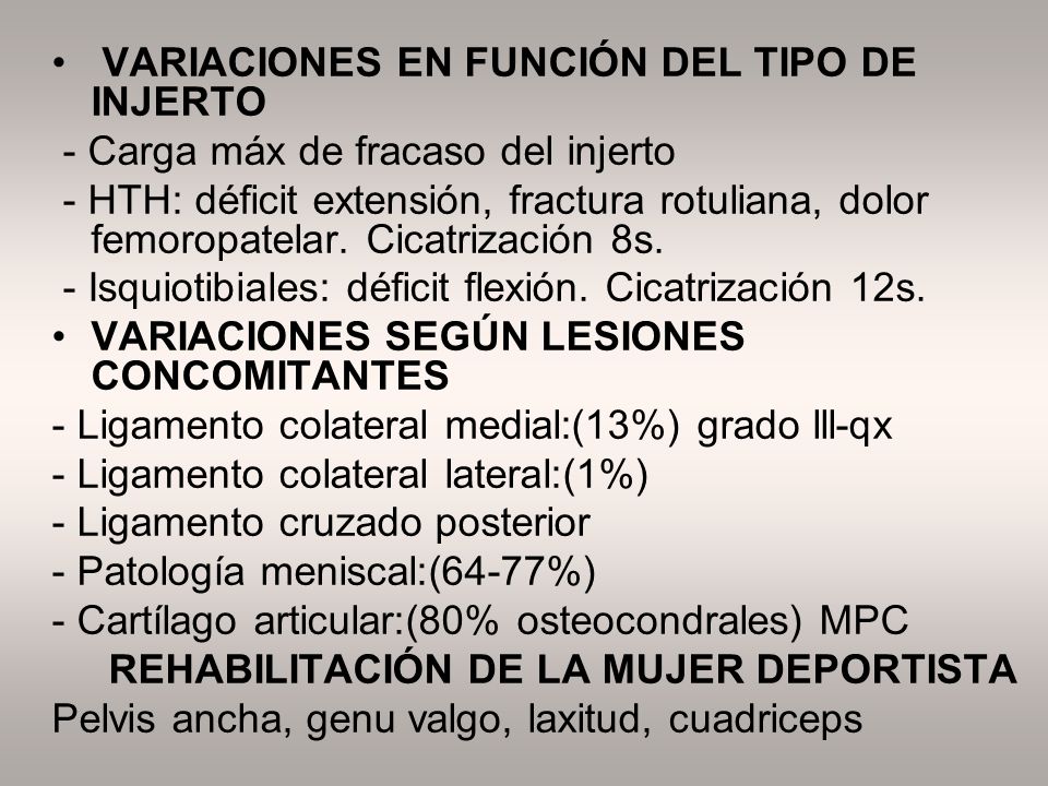 VARIACIONES EN FUNCIÓN DEL TIPO DE INJERTO