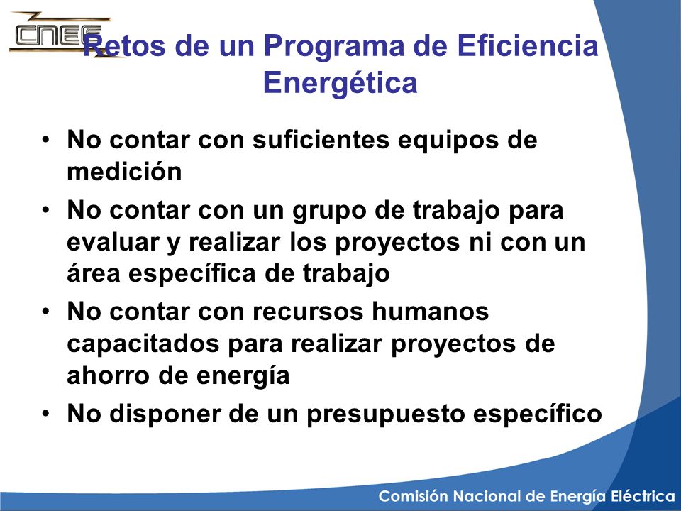 Retos de un Programa de Eficiencia Energética