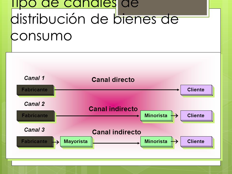 Tipo de canales de distribución de bienes de consumo