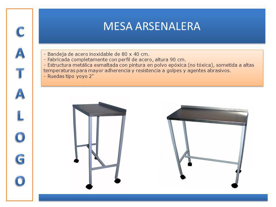 CATALOGO MESA ARSENALERA - Bandeja de acero inoxidable de 80 x 40 cm.