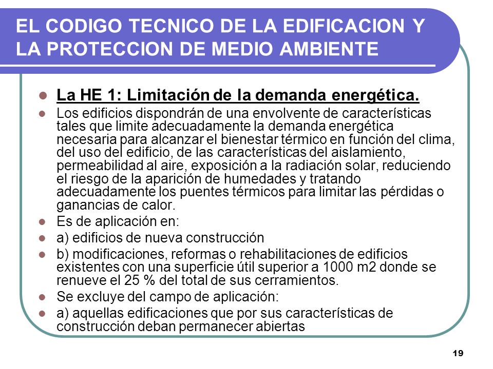 EL CODIGO TECNICO DE LA EDIFICACION Y LA PROTECCION DE MEDIO AMBIENTE