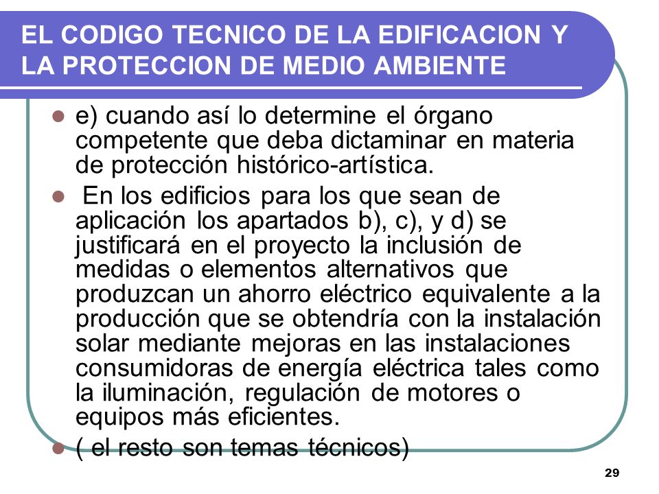 EL CODIGO TECNICO DE LA EDIFICACION Y LA PROTECCION DE MEDIO AMBIENTE
