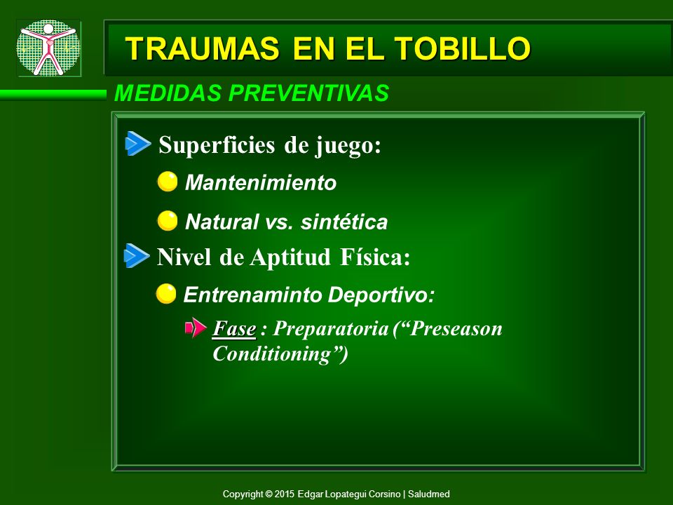 TRAUMAS EN EL TOBILLO Superficies de juego: Nivel de Aptitud Física: