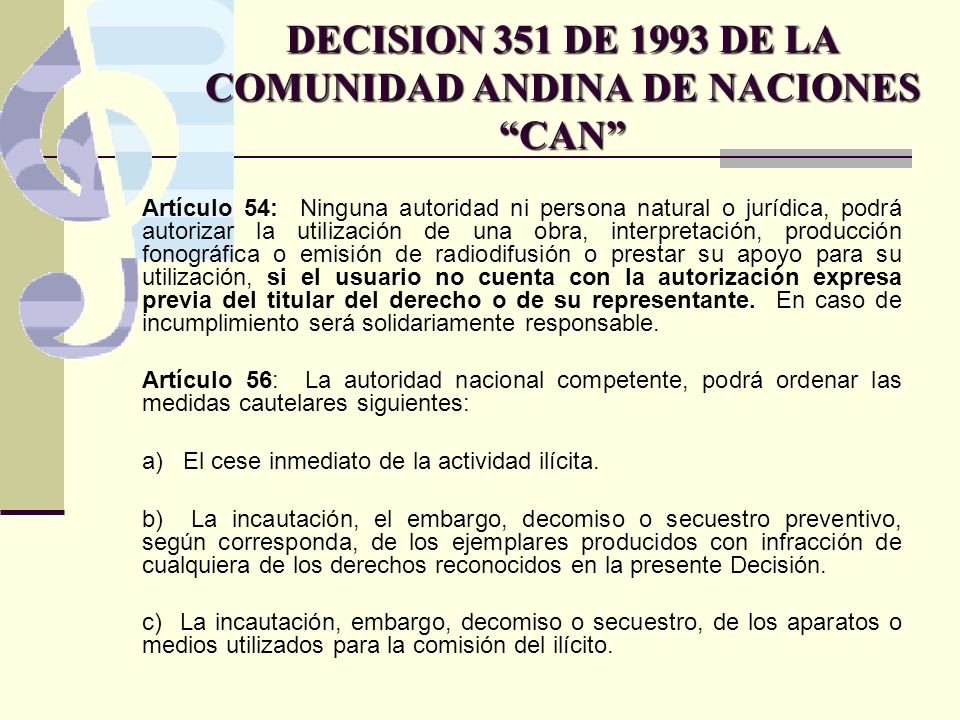 DECISION 351 DE 1993 DE LA COMUNIDAD ANDINA DE NACIONES CAN