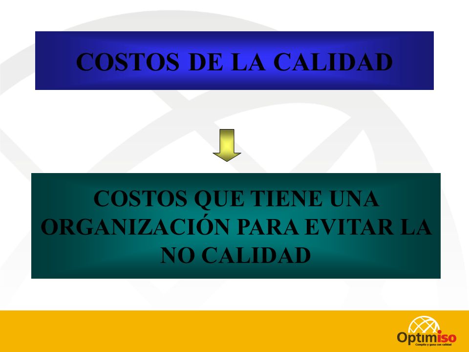COSTOS QUE TIENE UNA ORGANIZACIÓN PARA EVITAR LA NO CALIDAD