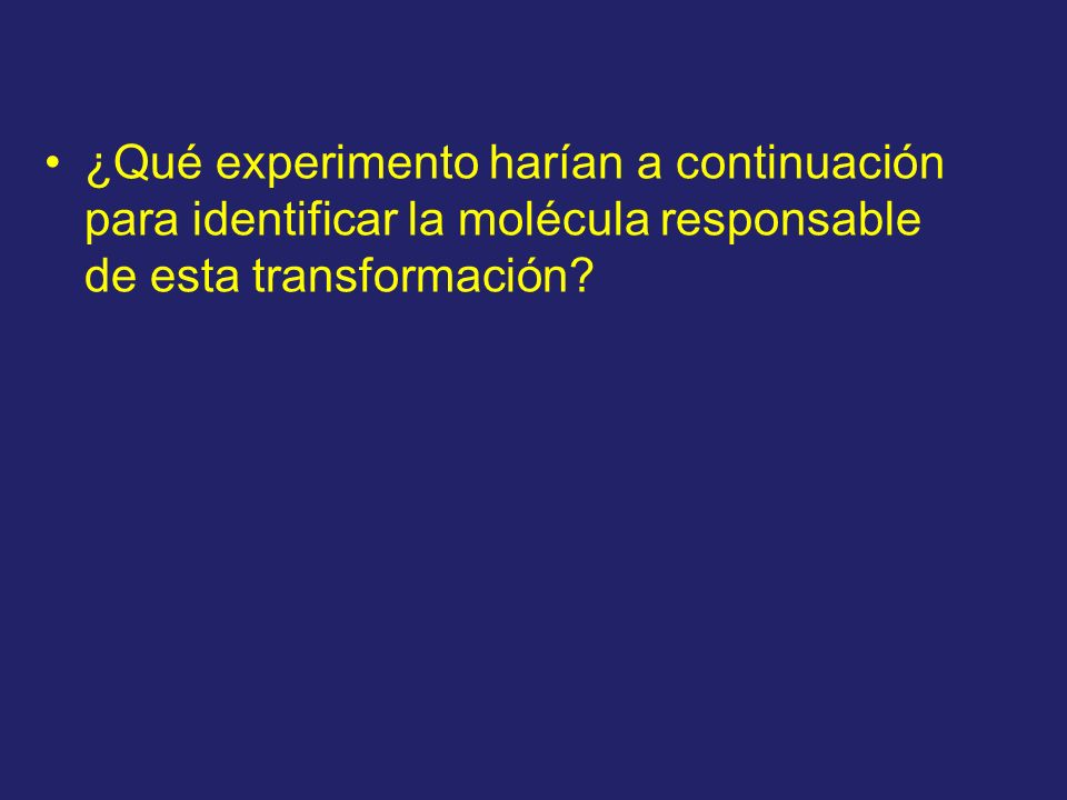 ¿Qué experimento harían a continuación para identificar la molécula responsable de esta transformación