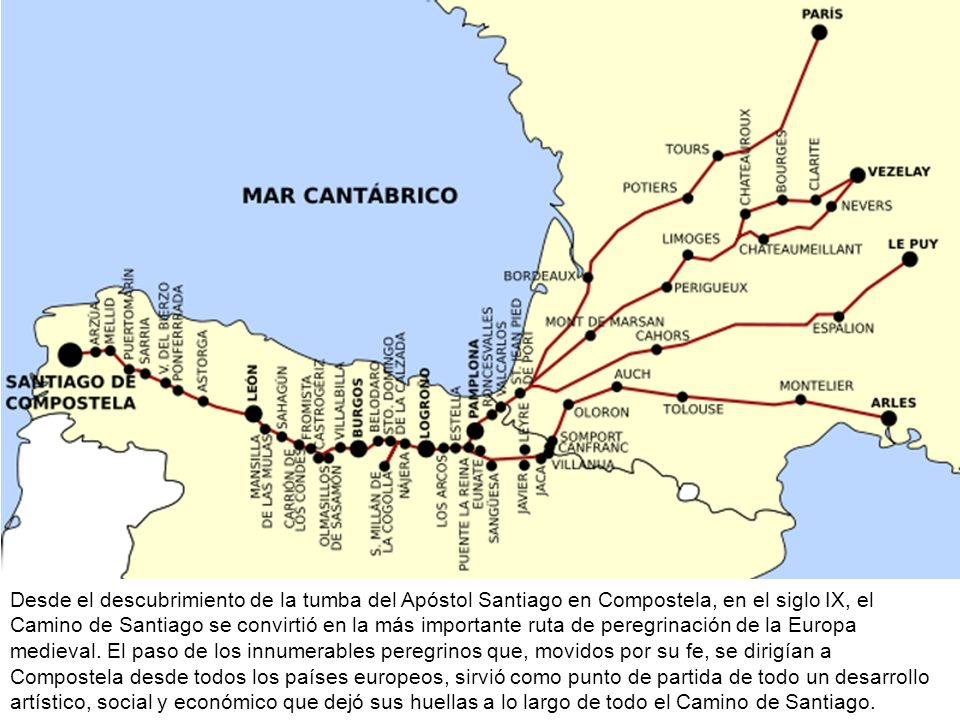 Desde el descubrimiento de la tumba del Apóstol Santiago en Compostela, en el siglo IX, el Camino de Santiago se convirtió en la más importante ruta de peregrinación de la Europa medieval.