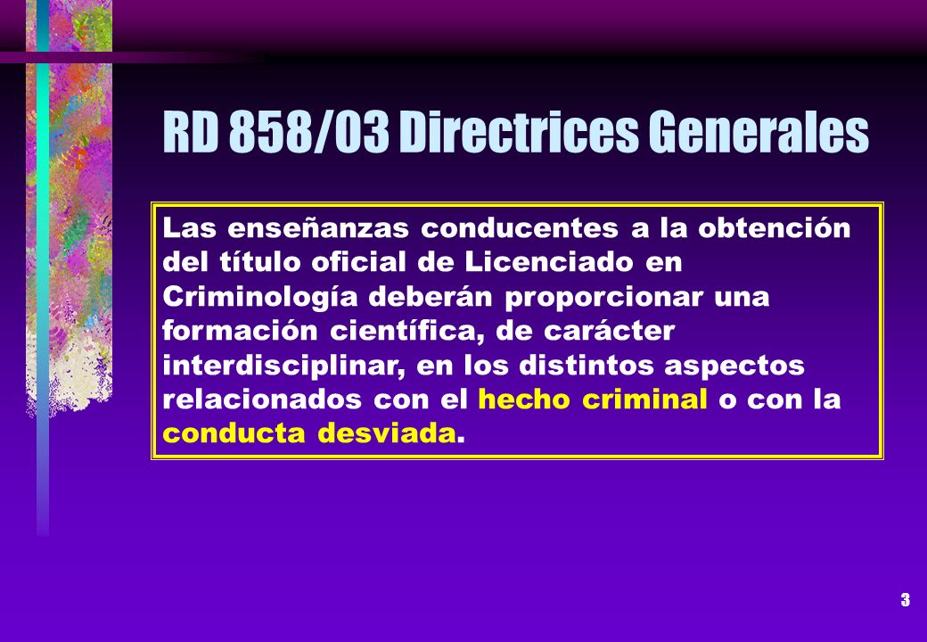 RD 858/03 Directrices Generales