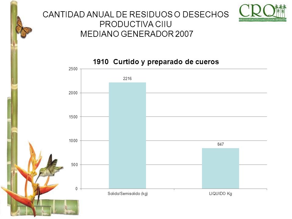 CANTIDAD ANUAL DE RESIDUOS O DESECHOS PRODUCTIVA CIIU MEDIANO GENERADOR 2007