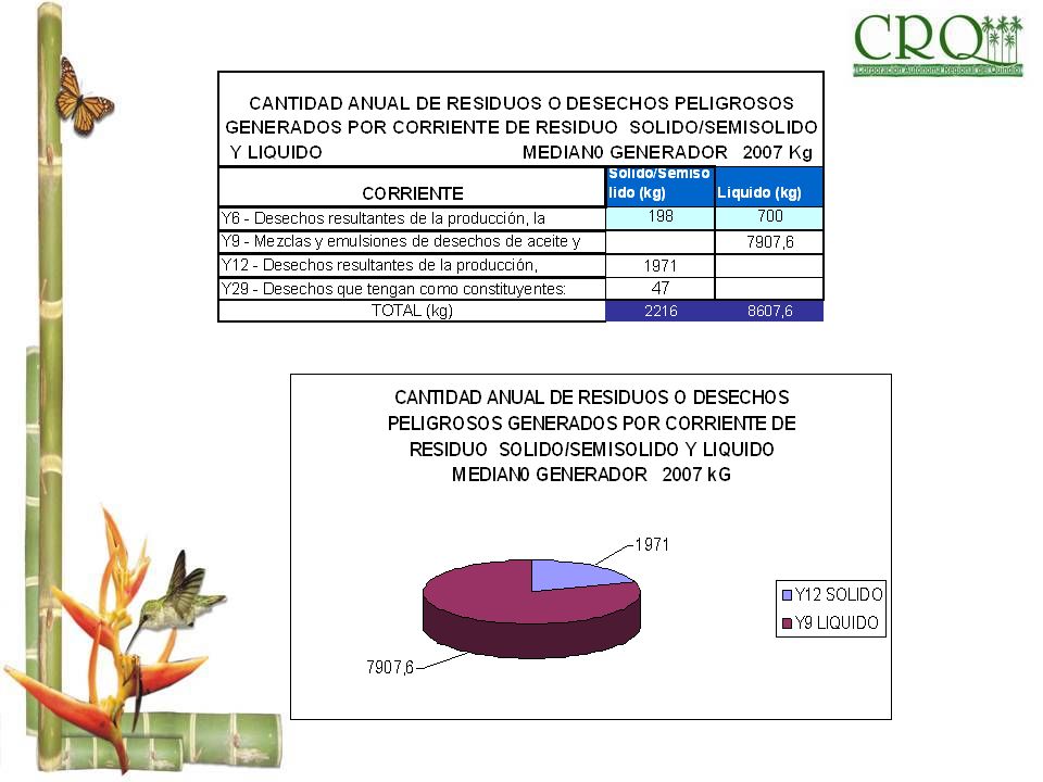 CANTIDAD ANUAL DE RESIDUOS O DESECHOS PELIGROSOS GENERADOS POR CORRIENTE DE RESIDUO SOLIDO/SEMISOLIDO Y LIQUIDO MEDIAN0 GENERADOR 2007 Kg