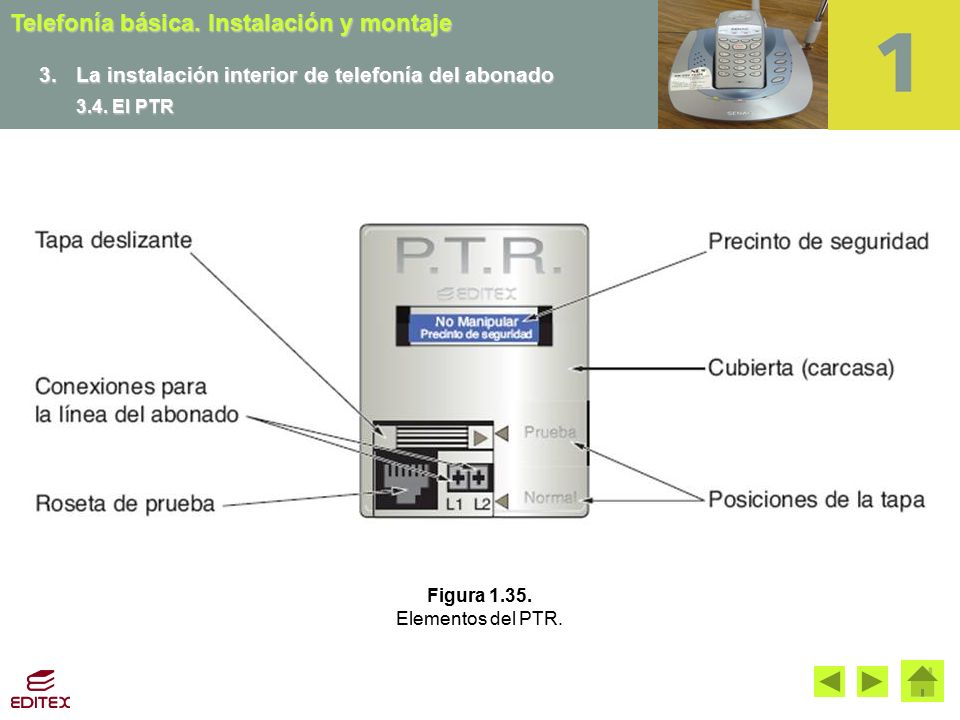 3. La instalación interior de telefonía del abonado 3.4. El PTR