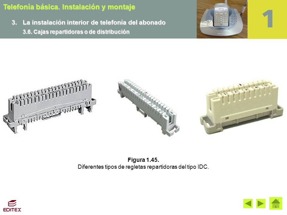 Diferentes tipos de regletas repartidoras del tipo IDC.