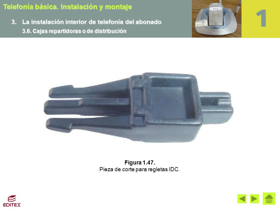 Pieza de corte para regletas IDC.