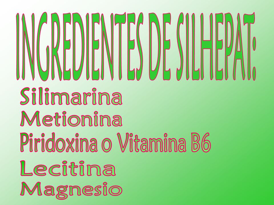 INGREDIENTES DE SILHEPAT: Piridoxina o Vitamina B6
