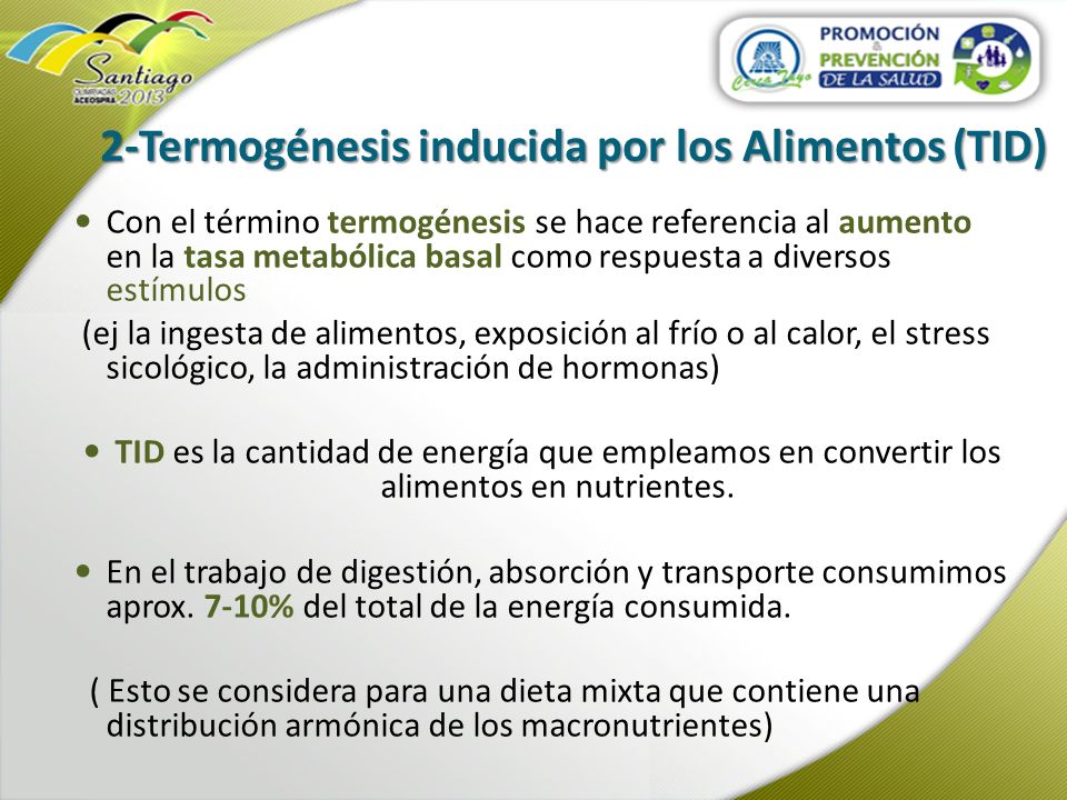 2-Termogénesis inducida por los Alimentos (TID)