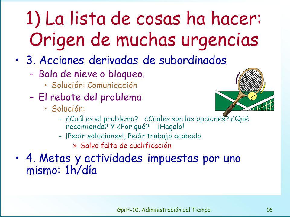 1) Lista de cosas que hacer: Criterios de importancia.