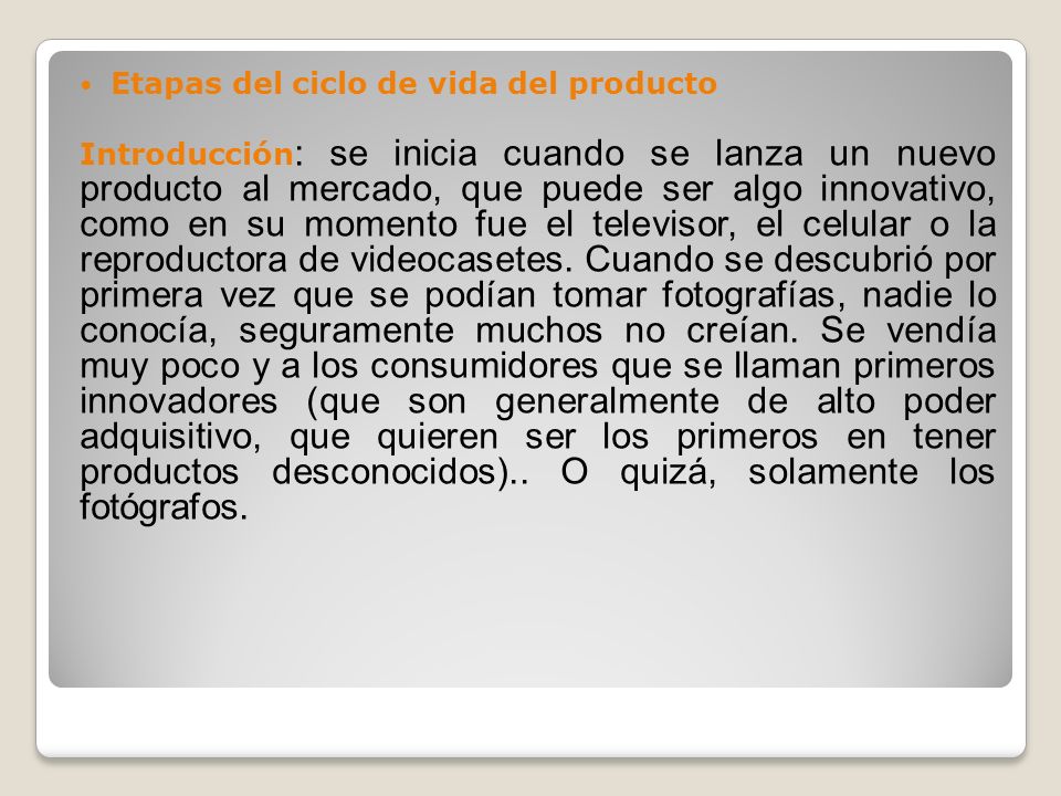Etapas del ciclo de vida del producto