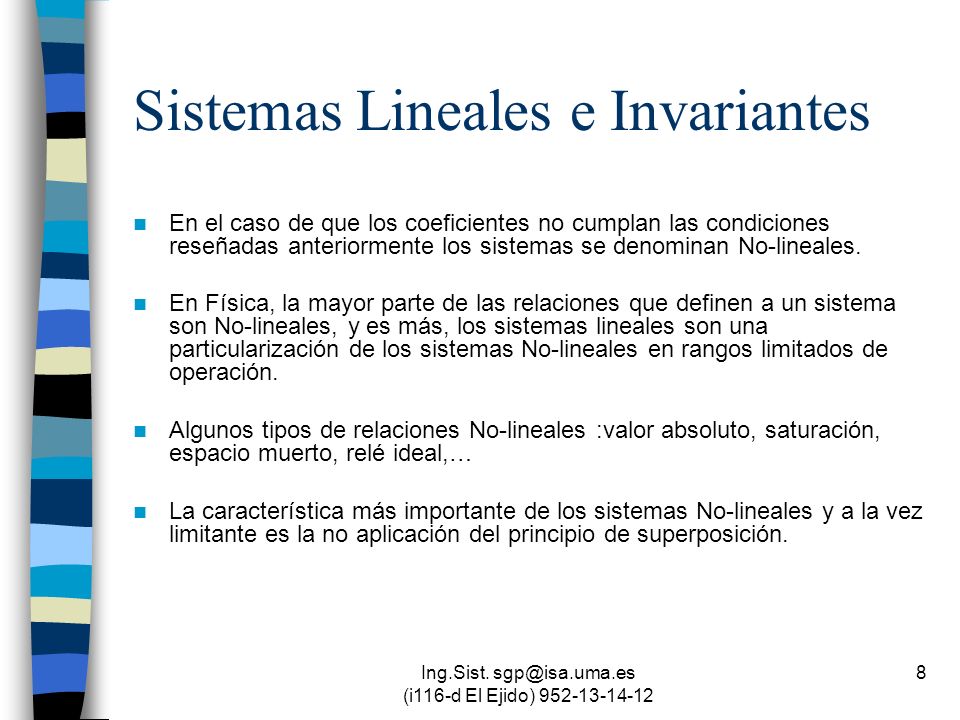 Sistemas Lineales e Invariantes