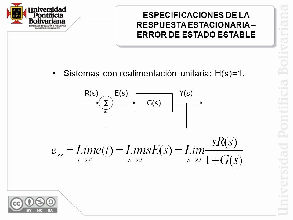 Sistemas con realimentación unitaria: H(s)=1.