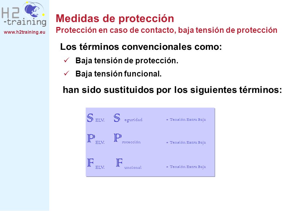 Medidas de protección Protección en caso de contacto, baja tensión de protección